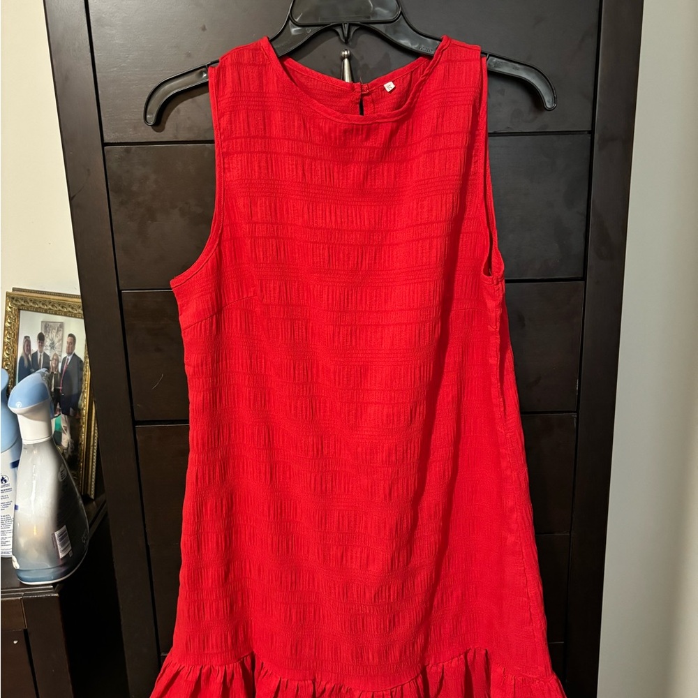 Red Ruffled Tiered Sleeveless Sundress